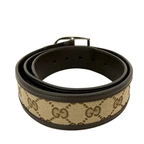 EGA GUCCI GG Logo Canvas Leather 85cm Belt Beige/2BH0259 - Picture 4 of 8